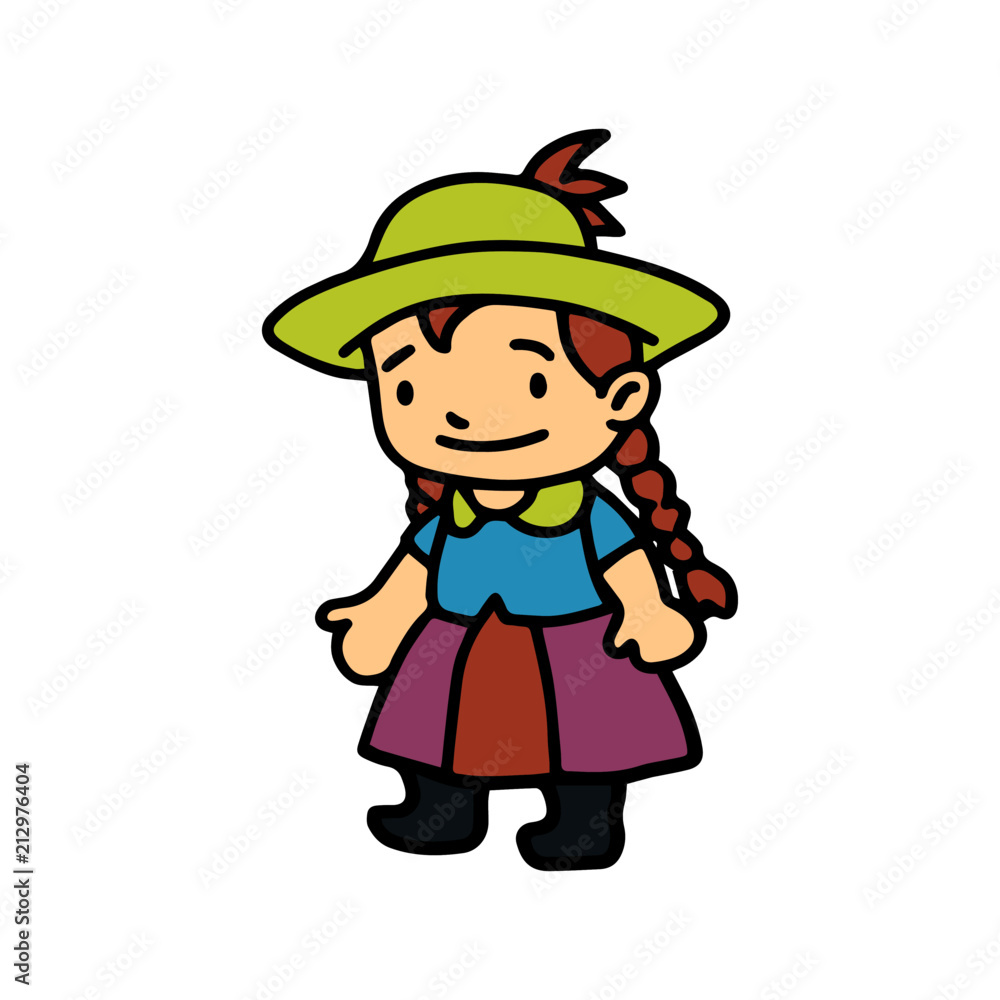 Little girl cartoon illustration isolated on white background for children color book Little girl cartoon illustration isolated on white background for children color book