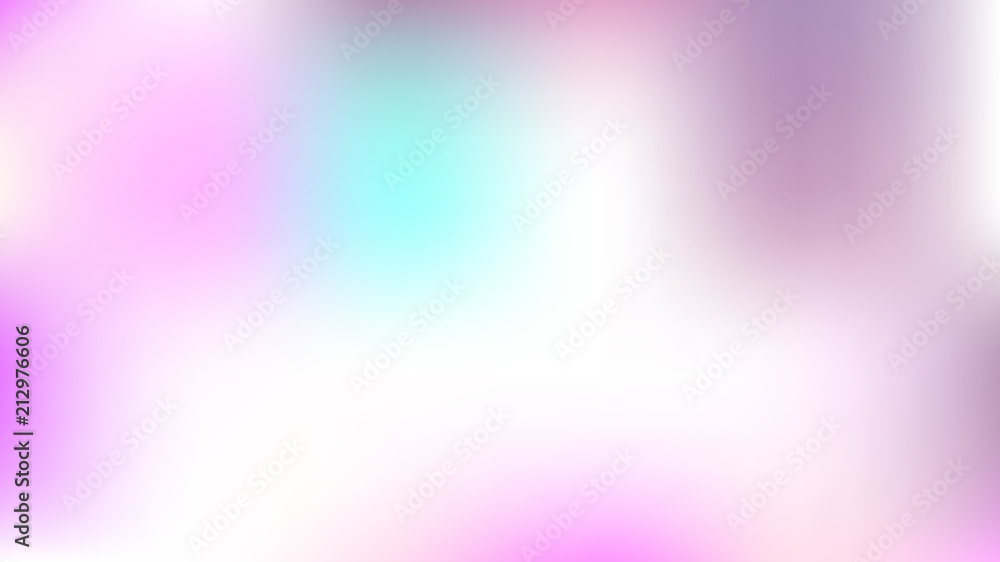 Fototapeta premium Blurry Fairytale Holographic Vector Background. Dreamy Noble Pink, Purple Mesh Gradient Overlay. Fantasy Holographic Iridescent Defocused Wallpaper. Cute Cosmic Horizontal Card or Banner Background.