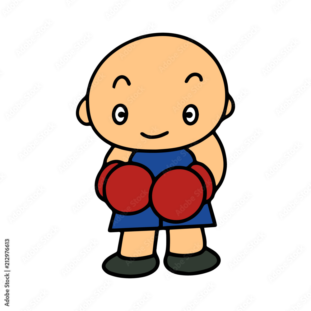 Boxing fighter cartoon illustration isolated on white background for children color book Boxing fighter cartoon illustration isolated on white background for children color book