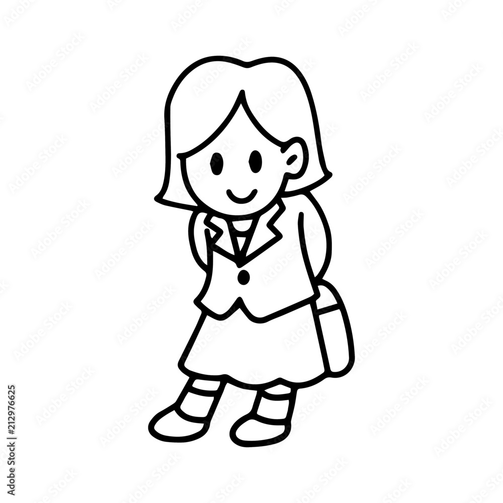 Student cartoon illustration isolated on white background for children color book Student cartoon illustration isolated on white background for children color book