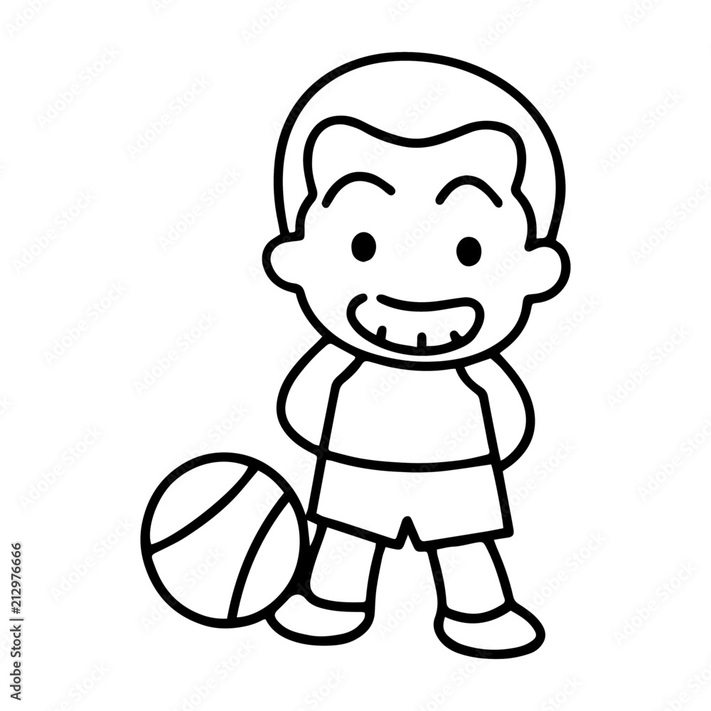 Sport Boy cartoon illustration isolated on white background for children color book Sport Boy cartoon illustration isolated on white background for children color book