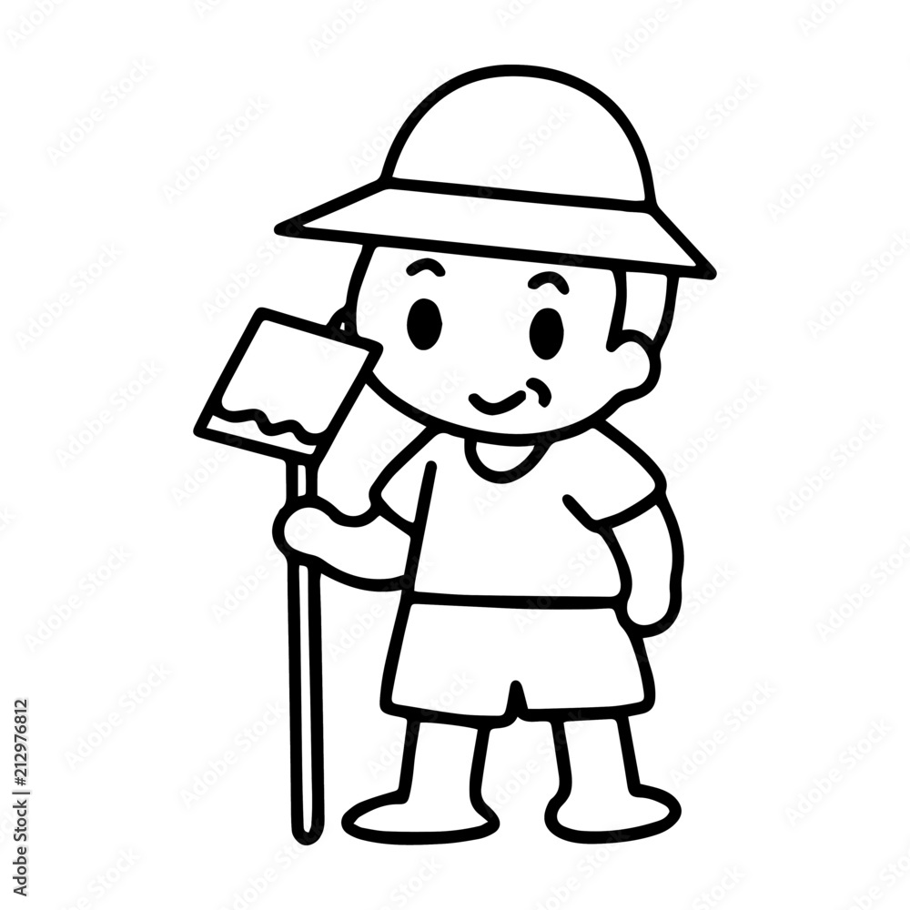 Farmer cartoon illustration isolated on white background for children color book