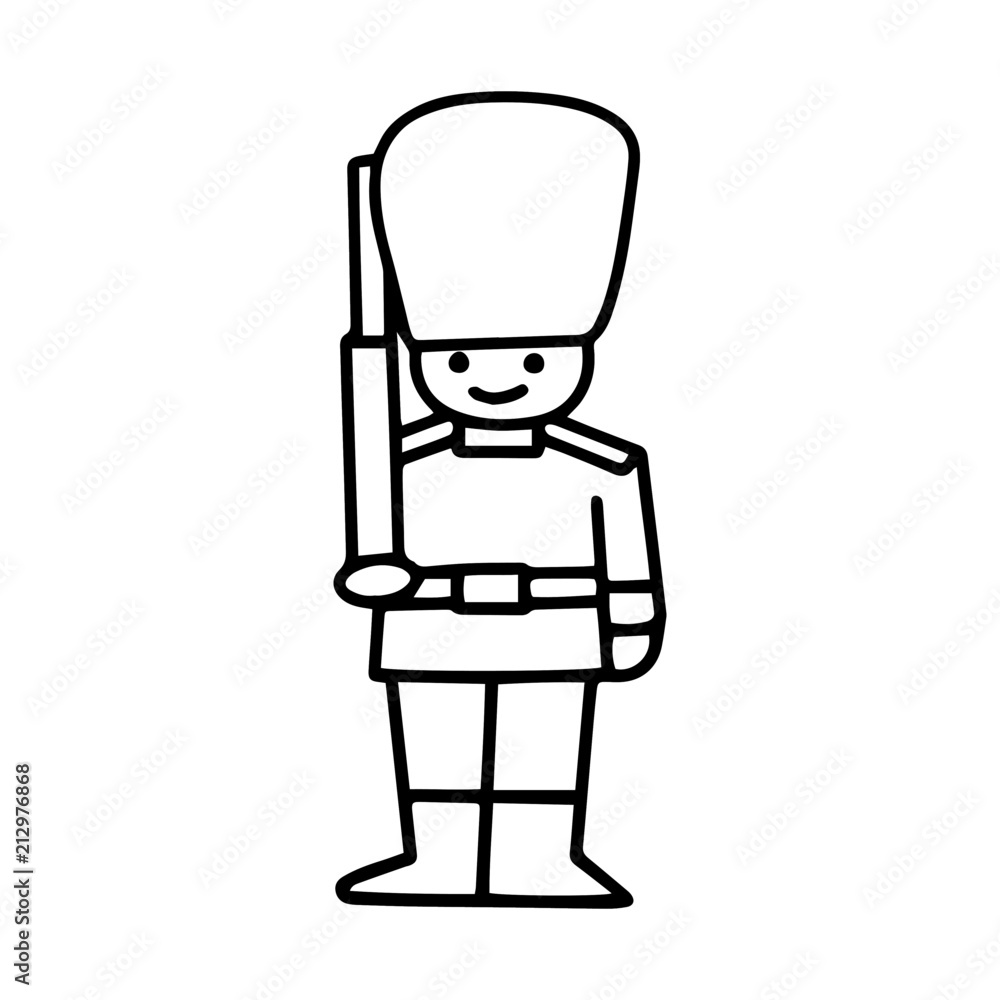 Beefeater guard cartoon illustration isolated on white background for children color book