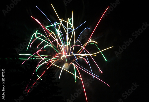 Multi-Colored Fourth of July Fireworks on Lake Sawyer in Washington State