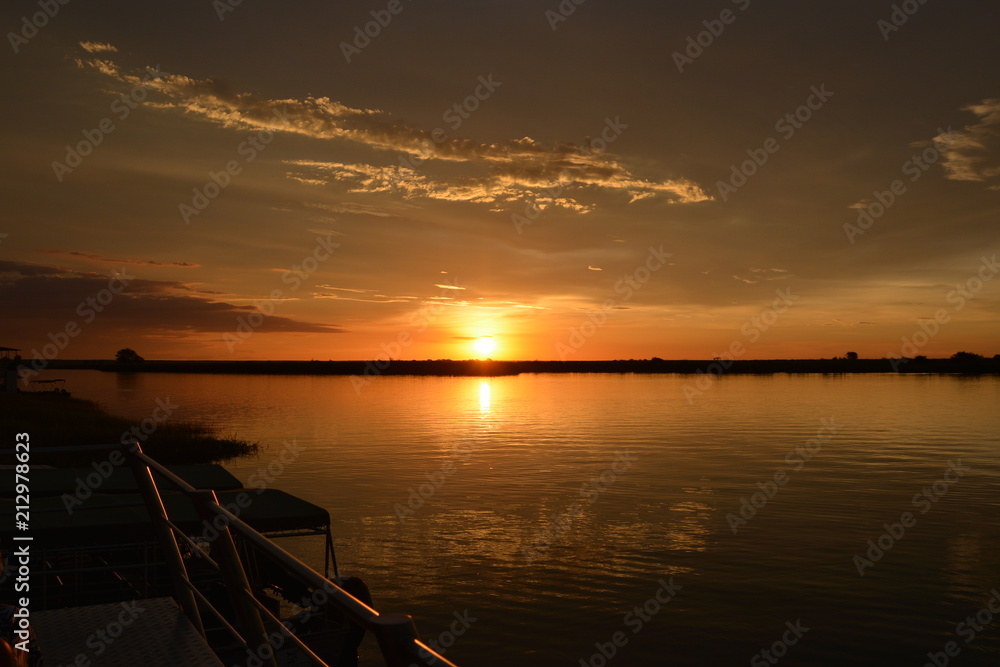 Sunset in Chobe river, Kasane, Botswana, Africa