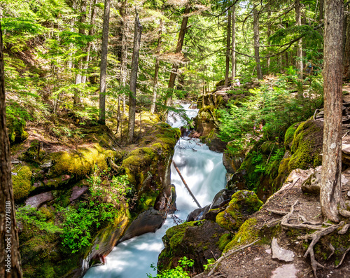 A panoramic view of Upper Avalanche Gorge during the late spring runoff using an ND filter and long exposure to silk the water. photo