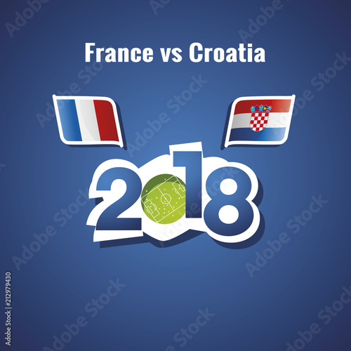France vs Croatia flags soccer blue background