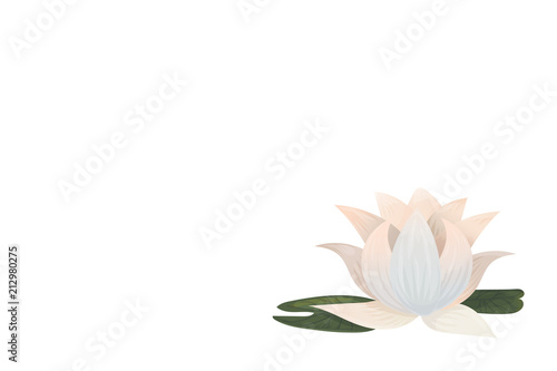 Greeting Card or Banner vector template with Lotus Water Lily illustration. Lotus Water Lily as Sacred Flower of Ancient East.