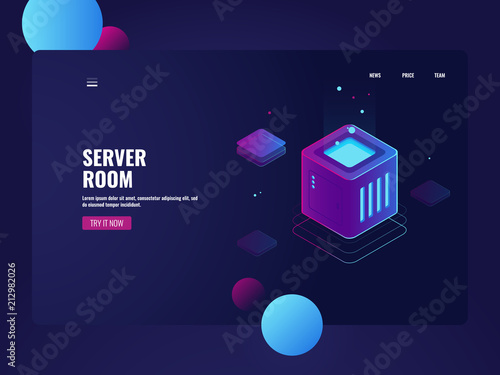 Processing big data, server room datacenter, cloud storage service, database connection, future tech, technology object