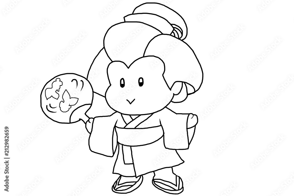 Obraz premium 昔の女性・塗り絵