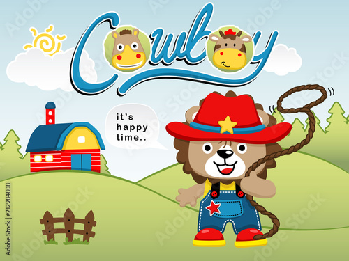 Vector of funny cowboy cartoon