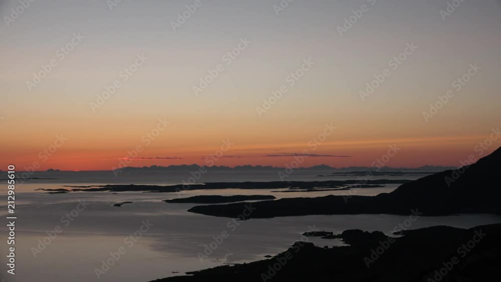 Overview over stunning mountain and sea at night Overview over stunning mountain and sea at night
