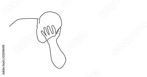 Animation of continuous line drawing of man in despair