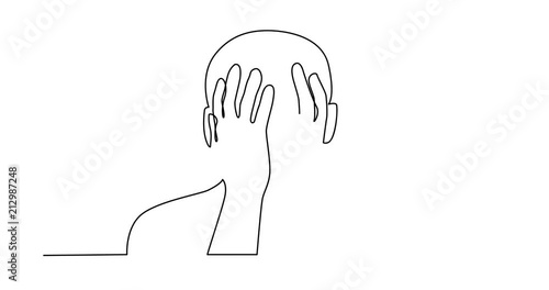 Animation of continuous line drawing of man suffering from depression