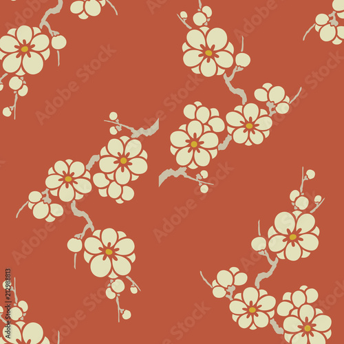 Japanese plum blossom flower pattern