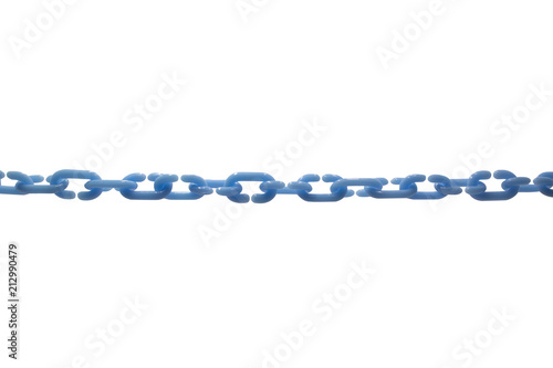 Pastel blue color of plastic chains isolated on white background