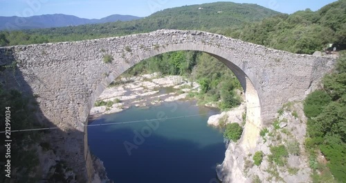 Aerial, Pont Medieval De Lllierca, Pyrenees, Spain - native Version photo