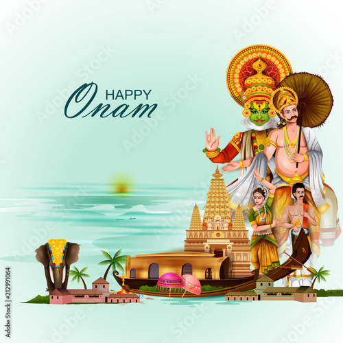 Happy Onam holiday for South India festival background