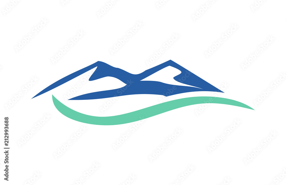Blue Mountain and River Wave Nature Logo Blue Mountain and River Wave Nature Logo