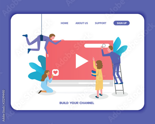 video social media marketing. vector illustration