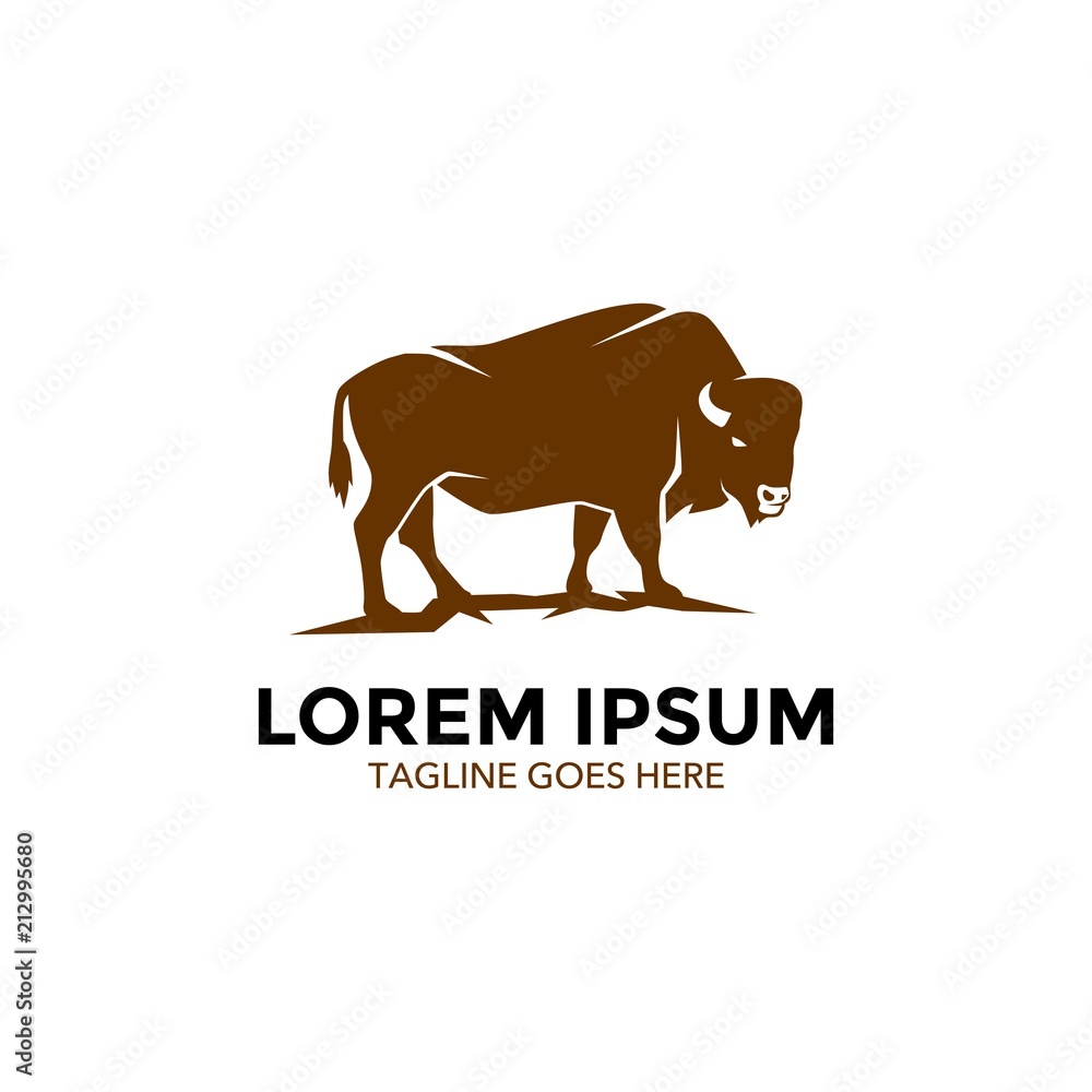 Unique bison logo template. vector. editable. simple shape. minimalist color. memorable