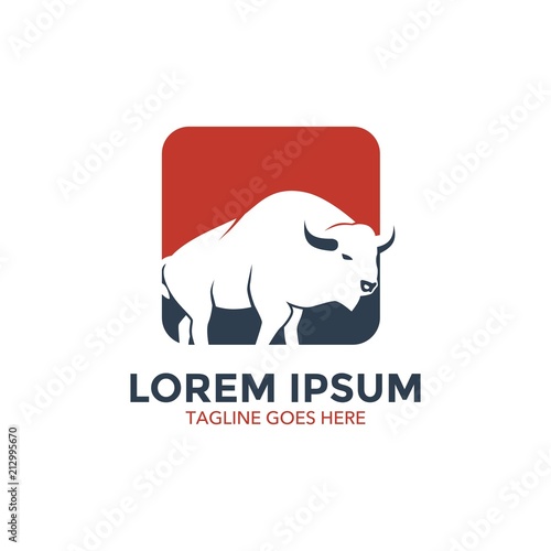Unique bison logo template. vector. editable. simple shape. minimalist color. memorable