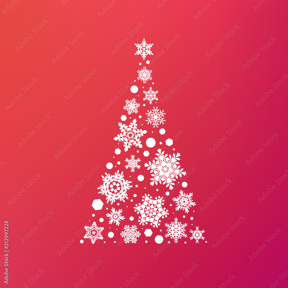Stock vector illustration abstract Christmas tree snowflakes. Pink background. Concept design for a card. Merry Christmas. Spruce, fir, fir-tree, flake of snow. Design of holiday greeting card. EPS10 Stock vector illustration abstract Christmas tree snowflakes. Pink background. Concept design for a card. Merry Christmas. Spruce, fir, fir-tree, flake of snow. Design of holiday greeting card. EPS10