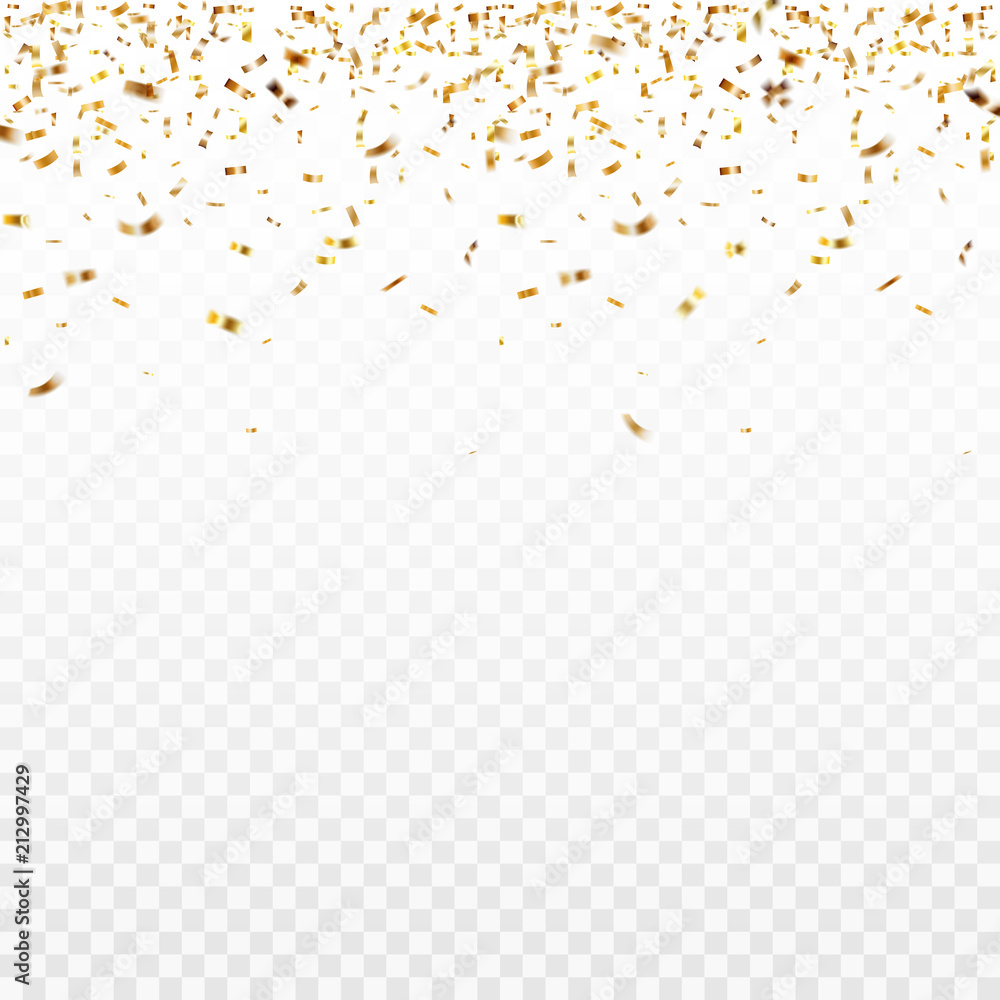 Stock vector illustration gold confetti isolated on a transparent background. EPS10
