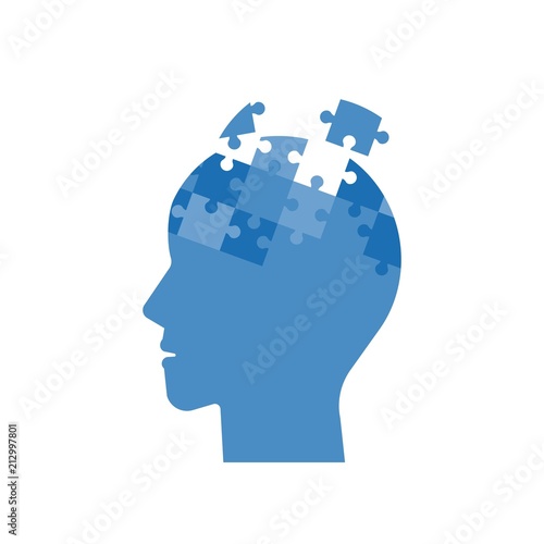 Head jigsaw puzzle, mind jigsaw puzzle, flat design