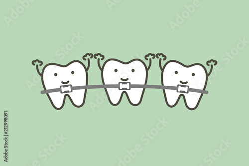 orthodontics teeth or dental braces - tooth cartoon vector flat style
