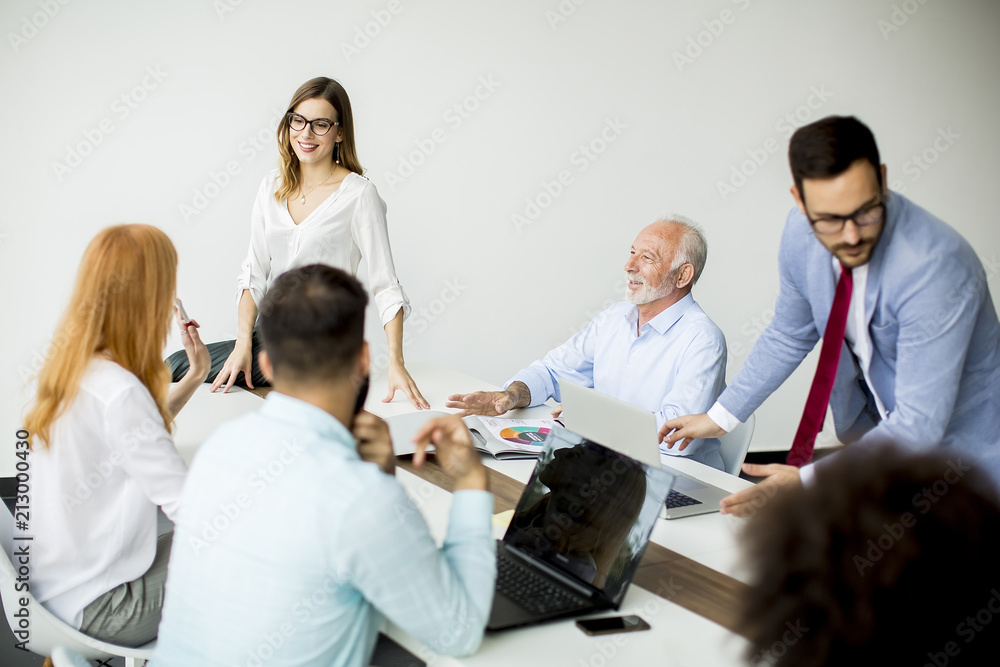 Group of people working in the modern office Group of people working in the modern office