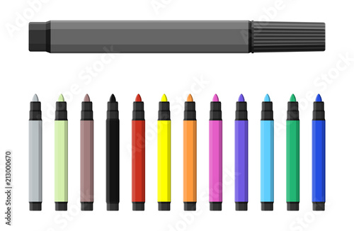 Markers pen. Set of varioust color markers.