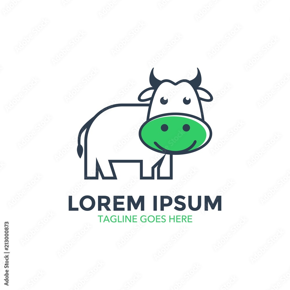 Unique cow logo template. vector. editable. cartoon. mascot. character. minimalist color. memorable Unique cow logo template. vector. editable. cartoon. mascot. character. minimalist color. memorable
