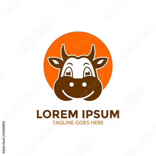 Unique cow logo template. vector. editable. cartoon. mascot. character. minimalist color. memorable