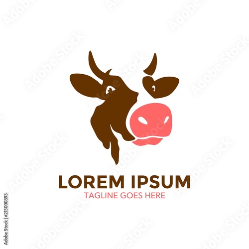 Unique cow logo template. vector. editable. cartoon. mascot. character. minimalist color. memorable