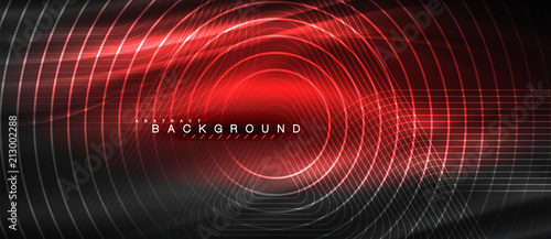 Neon glowing lines, magic energy space light concept, abstract background wallpaper design