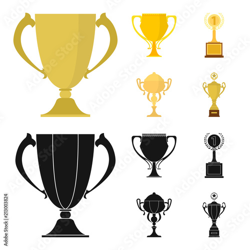 Gold Cup cartoon,black icons in set collection for design. Winners Cup vector symbol stock web illustration.