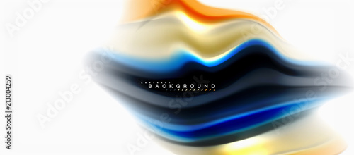 Fluid liquid mixing colors concept on light grey background, curve flow, trendy abstract layout template for business or technology presentation or web brochure cover, wallpaper