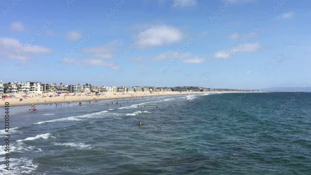 Marina Del Rey beach scene with waves and people Marina Del Rey beach scene with waves and people