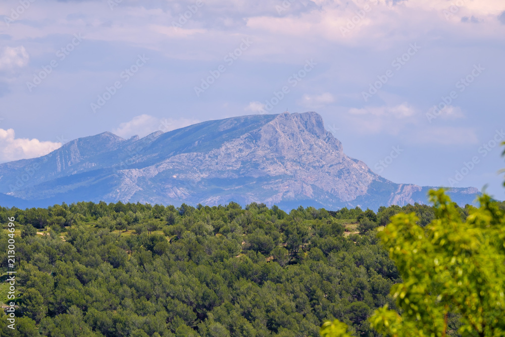 Vue panoramique sur la montagne Sainte-Victoire, Provence, France.