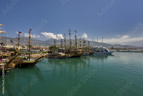 Retro tourist ships in the port of Alanya, Turkey
