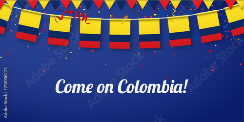 Come on Colombia! Background with national flags.