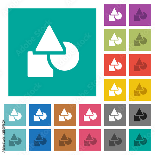 Basic geometric shapes square flat multi colored icons