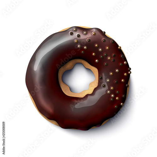 Stock vector illustration realistic donut. Chocolate glaze. Brilliant edible balls. EPS10