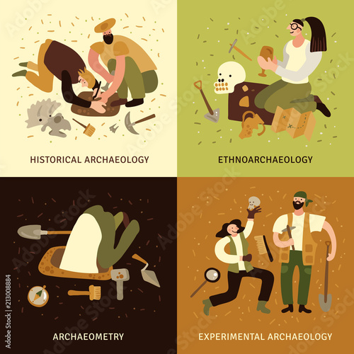 Archeology Concept  Icons Set