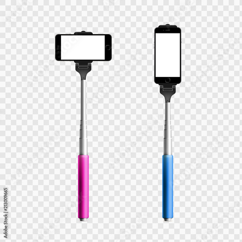 Stock vector illustration monopod isolated on a transparent background. Selfie stick. EPS 10