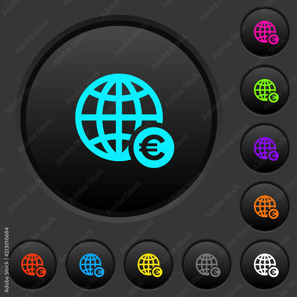 Online Euro payment dark push buttons with color icons Online Euro payment dark push buttons with color icons