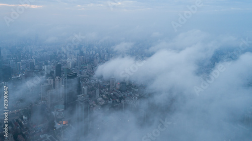 Aerial View of Shanghai city in the morning fog © Bob