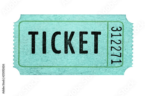 Old cinema ticket isolated white