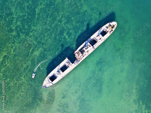 Shipwreck Romania MV E Evangelia drone bird's view aerial © jankost